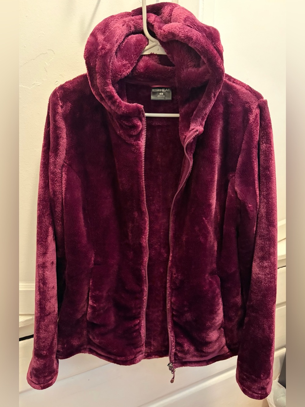 32 Degrees Heat Women's Burgundy/Berry Hooded Full Zip Jacket w/ Pockets Size S